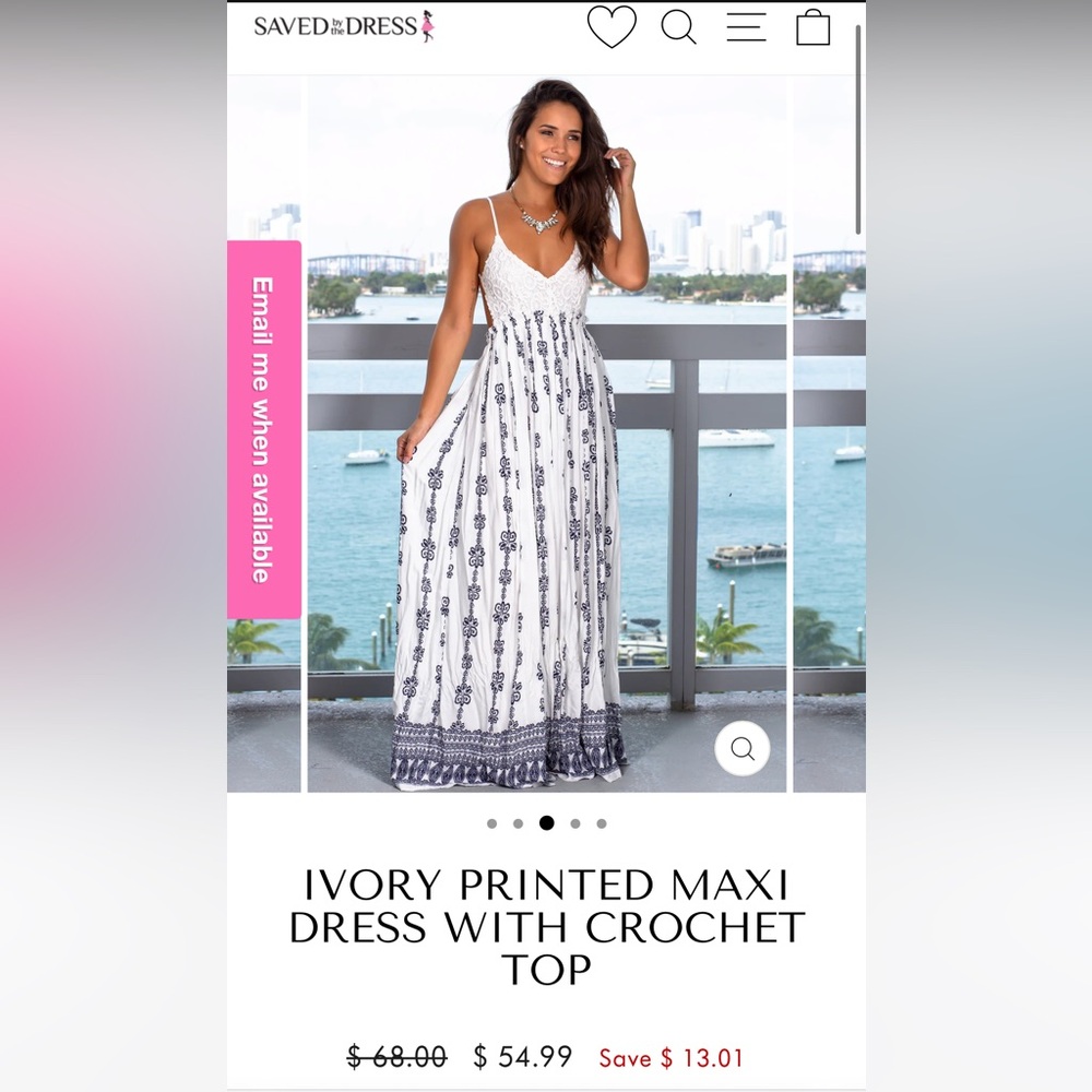 Ivory printed maxi dress from Saved By The Dress